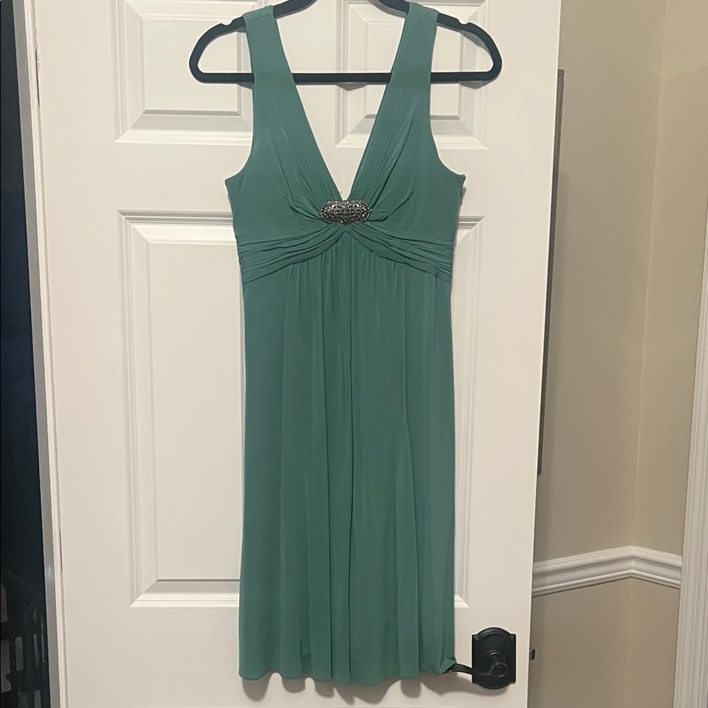 Brand new never worn BCBG Teal Midi Dress with Embellished Detail
